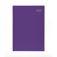 Collins Essential 2025 Business Diary - A4 Day to a Page Planner with Leathergrain Hardback Cover - Purple - ESSA41.55-25