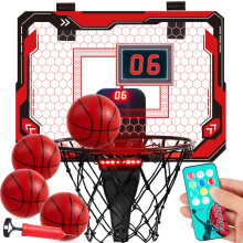 Syncfun Mini Indoor Basketball Hoop Lys op over d?rkurvkuglen til b?rn med resultattavle & 4 bolde indend?rs basketball leget?j gaver til drenge