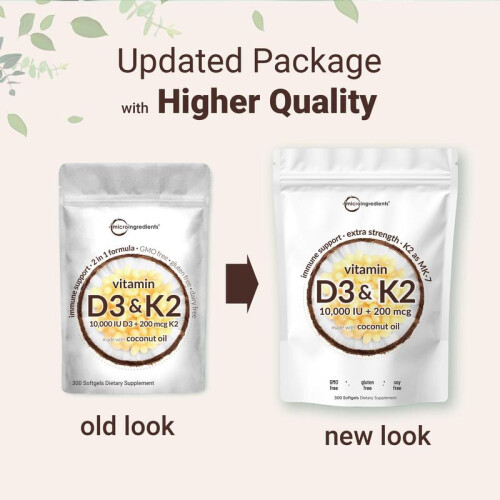 Micro Ingredients Vitamin D3 K2 Supplement Softgels 2