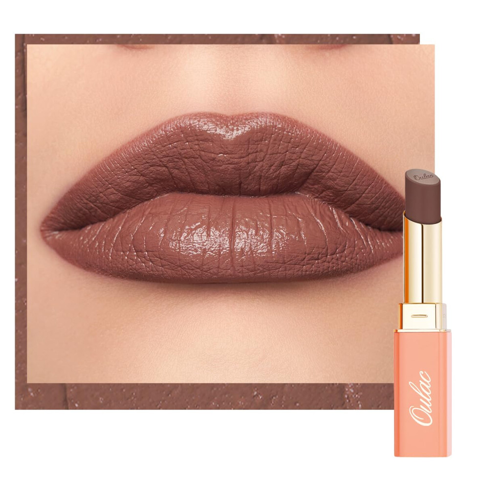 Oulac Color Rich Satin Lipstick - Greyish Brown Full Coverage Lip Color Creamy Silky-Smooth Moisturizing Satin Matte Finish Infused With Shea Butt