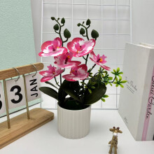 (Deep Pink) Orchid Artificial Butterfly Plant Indoor Decor For Home Living Room Accent