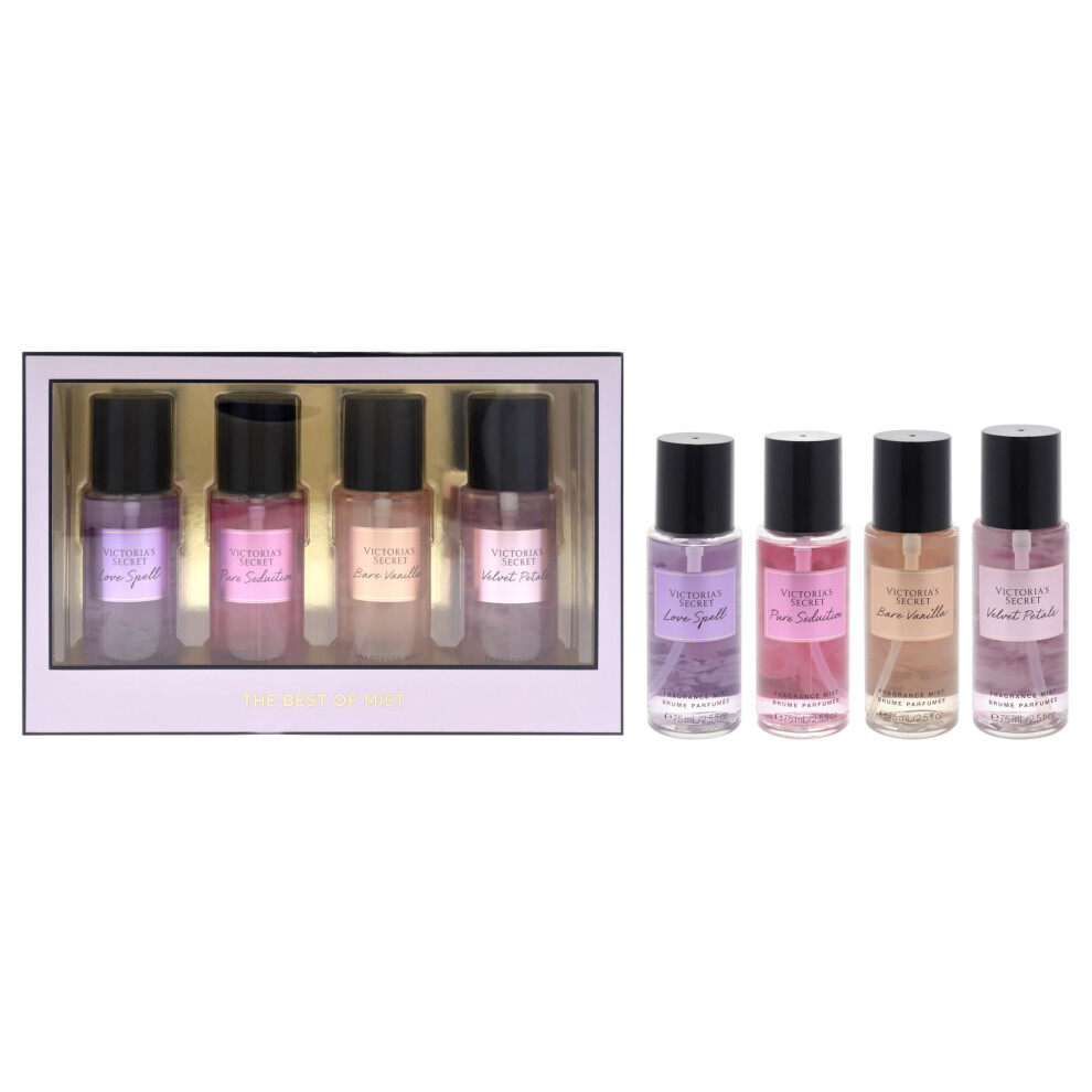 Victorias Secret The Best of Mist Set for Women - 4 Pc Gift Set 2.5oz Love Spell Fragrance Mist  2.5oz Pure Seduction Fragrance Mist  2.5oz Mist  2.5o