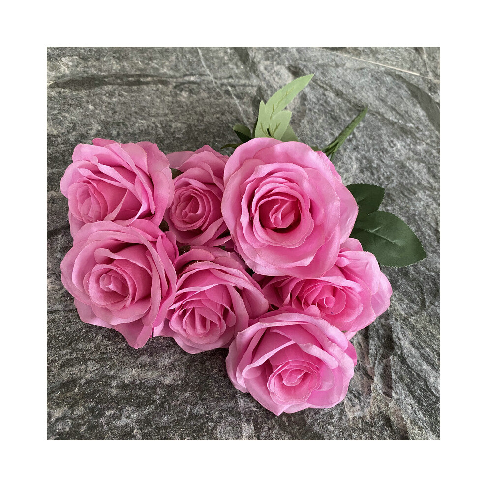 (Light Rose) Silk 7 Branch Realistic Artificial Roses Wedding Photography Home Decor Props-image-OPC-PH9NTJP-NEW