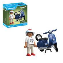 PLAYMOBIL Cars 71622 1969 Vespa 150 Sprint Veloce Blue Modelo fiel para colecionadores e fs inclui acessrios versteis e roda sobressalente removvel