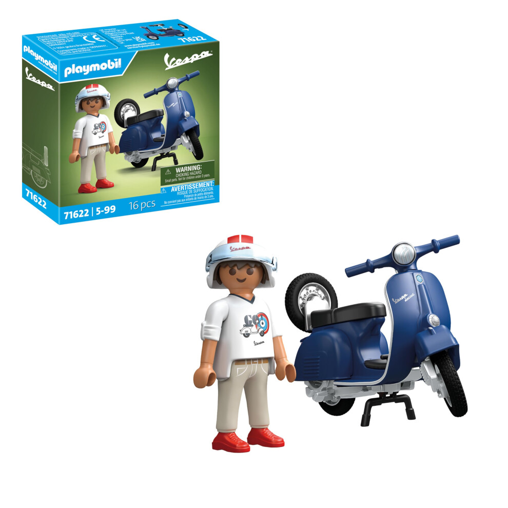 Playmobil Cars 71622 1969 Vespa 150 Sprint Veloce, Faithful Model For Collectors And Fans, Includes Versatile Accessories And Detachable Spare W Blue
