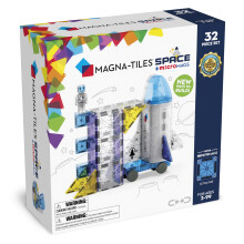MAGNA-TILES Space 32-delad magnetisk konstruktionsset Det ursprungliga magnetiska byggvarumrket