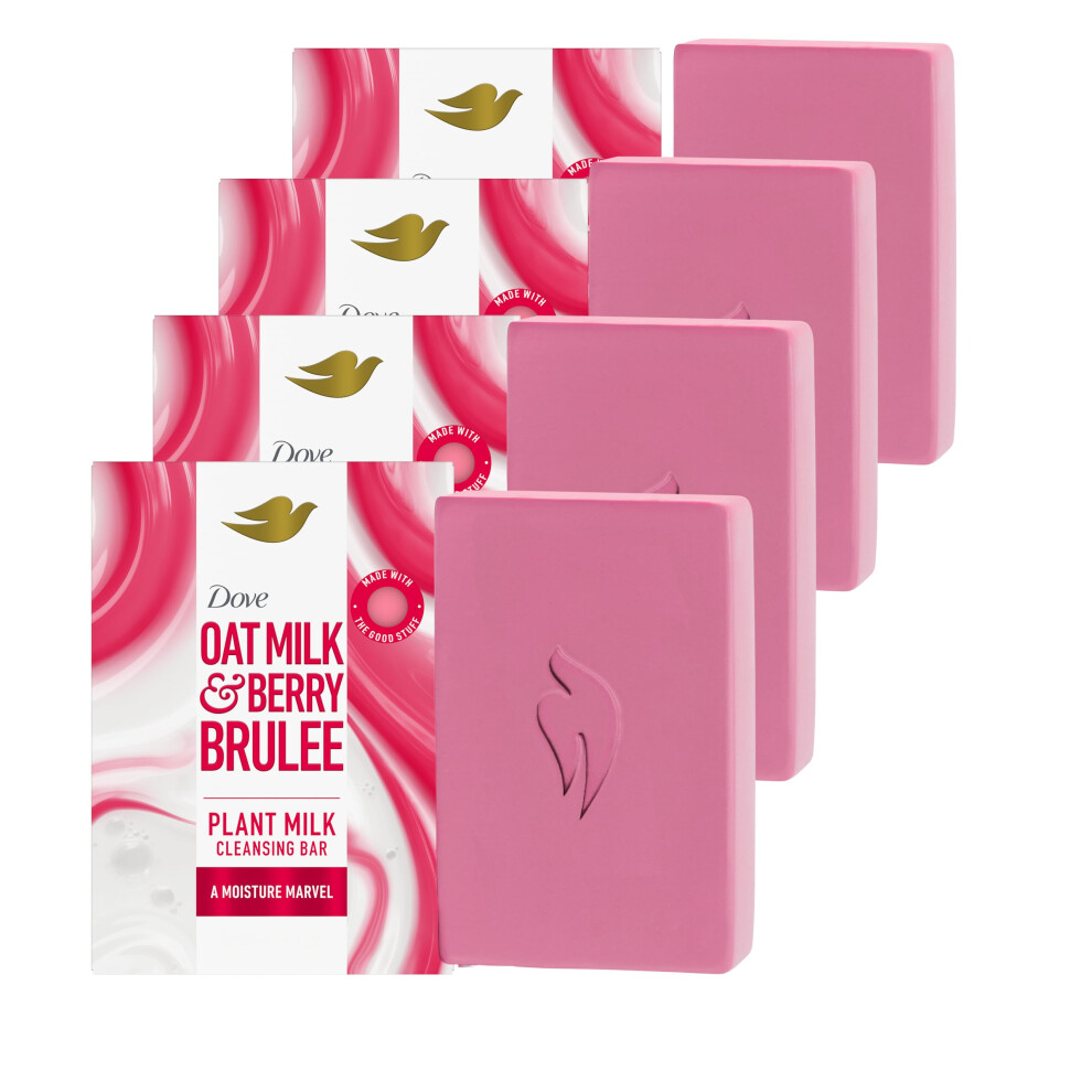 Dove Plant Milk Cleansing Bar Soap Oat Milk & Berry Brulee Moisture Marvel 4 Count for Moisturized Skin Gentle Cleanser  No Sulfate Cleansers or Parab
