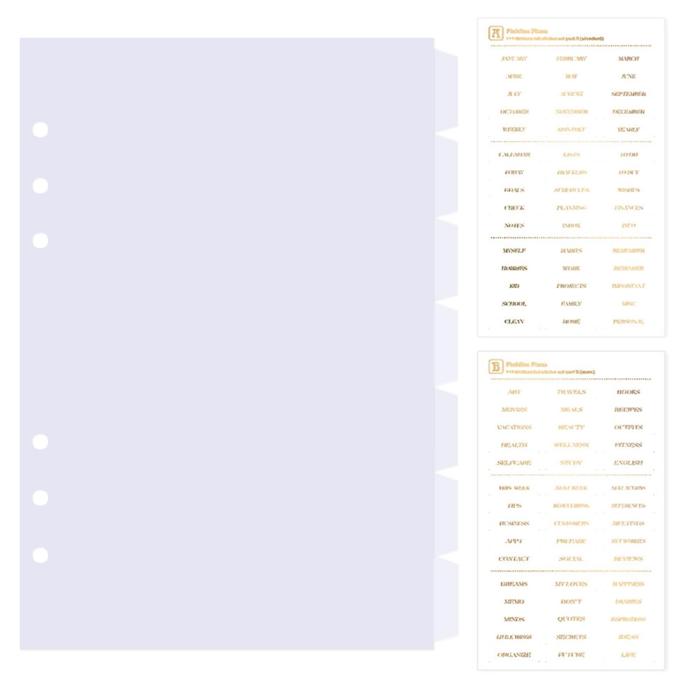 Dy.2ten Clear Dividers For 6 Ring Binder 7-Tab Sturdy Plastic Dividers A5 Index Divider 6 Hole Binder Dividers Insertable Notebook Planner Tab Div
