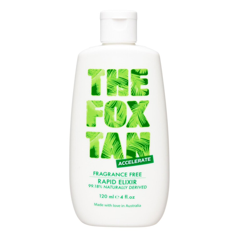 The Fox Tan Fragrance-Free Rapid Tanning Elixir Tanning Accelerator Lotion For Darker & Faster Tans Flawless Tans Vegan & Cruelty-Free 120Ml