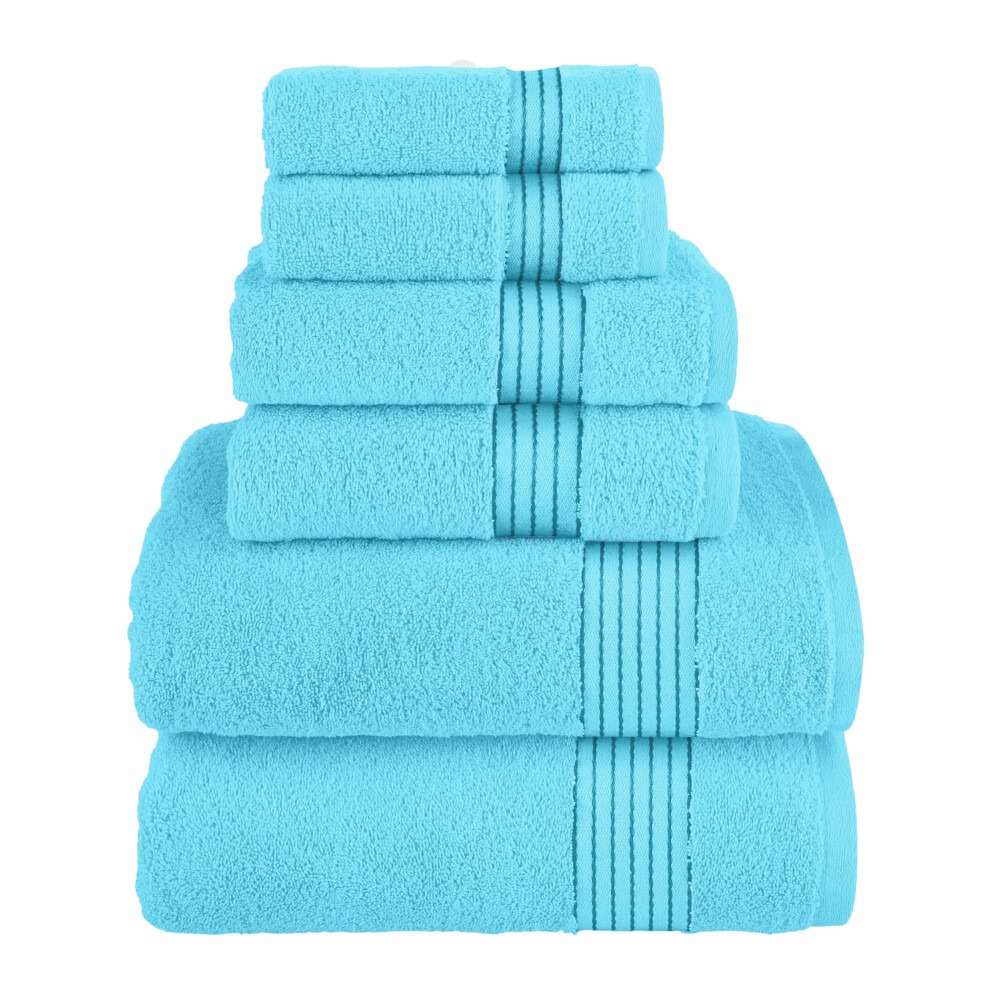 Elegant Comfort Premium Cotton 6-Piece Towel Set  Includes 2 Washcloths  2 Hand Towels and 2 Bath Towels  100% Turkish Cotton - Highly Absorbent and S-image-OPC-PFNFTWZ-NEW