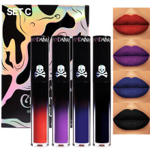 Aseawave 4 unidades vermelho escuro roxo azul preto conjunto de batons lquidos foscos batom fosco para lbios de longa durao 24  prova d'gua