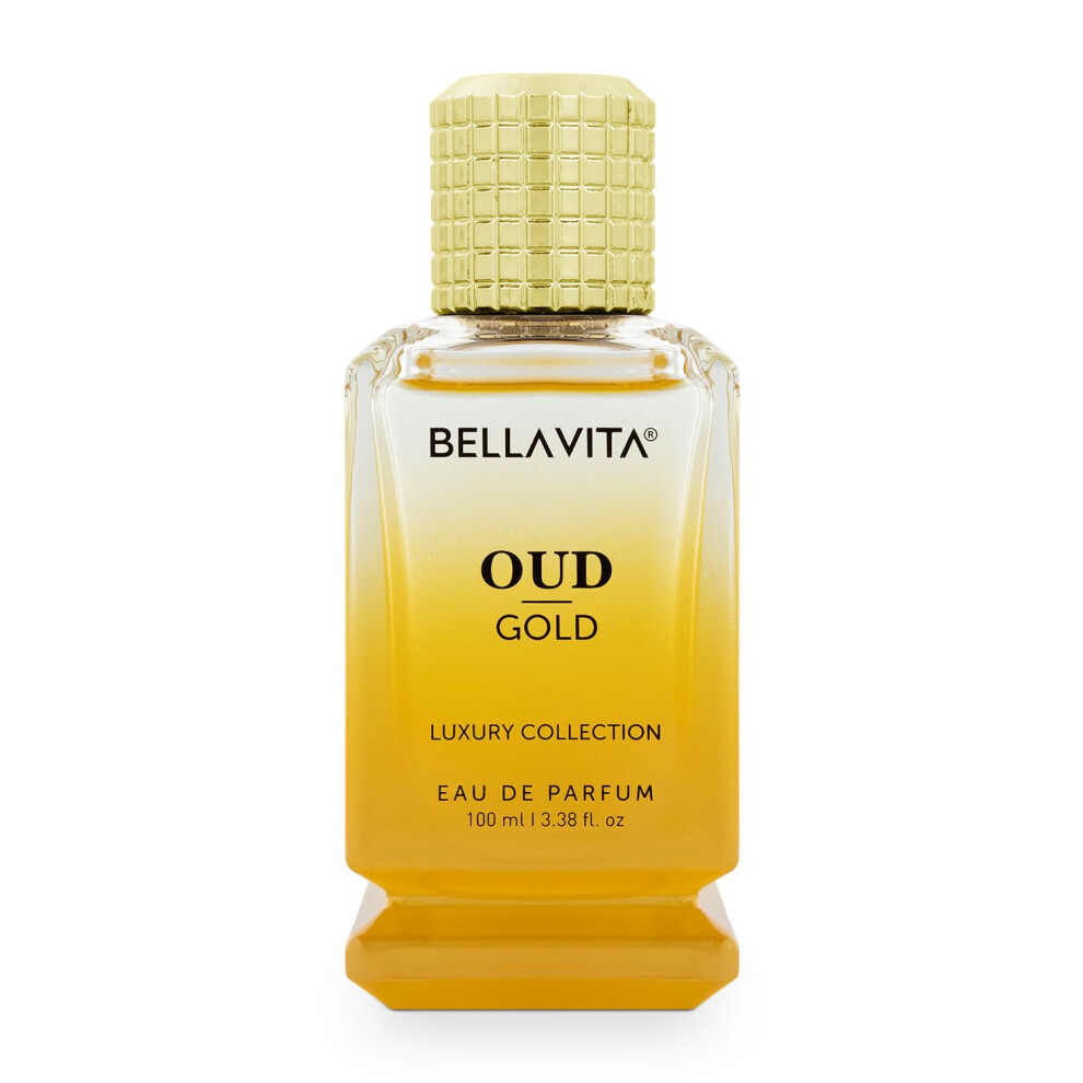 Bella Vita Luxe Gold Oud Eau De Parfum (3.38 Fl. Oz.) | Intense Arabian Perfume For Women & Men | Notes : Caramel Orris Rose Jasmine | Family: Woody Gourmand Flo