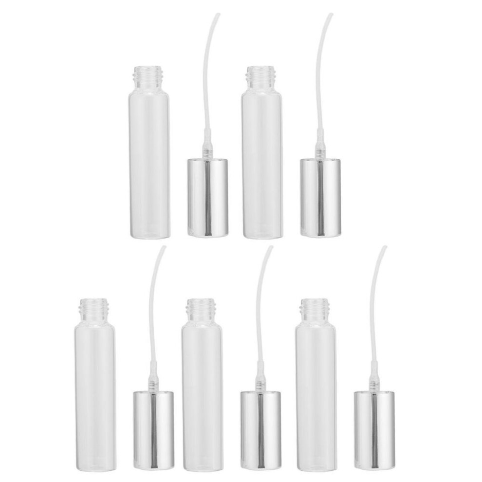 5pcs Clear Glass Perfume Bottles Silver Nozzle 10ml Cylinder Shape Refillable Empty Perfume Bottle