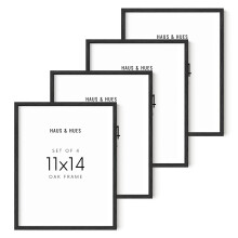 Haus and Hues 11x14 Black Oak Wood Frames Set of 4 - Frame For Wall Art, Frame For Poster, 11x14 Poster Frame, Art Frames For Wall,11x14 Poster Frame
