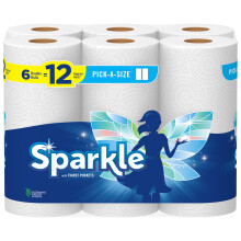 Sparkle Pick-A-Size-Papierhandt  cher, 6 Doppelrollen = 12 normale Rollen, Everyday Value-Papierhandt  cher mit ganzen und halben Bl  ttern