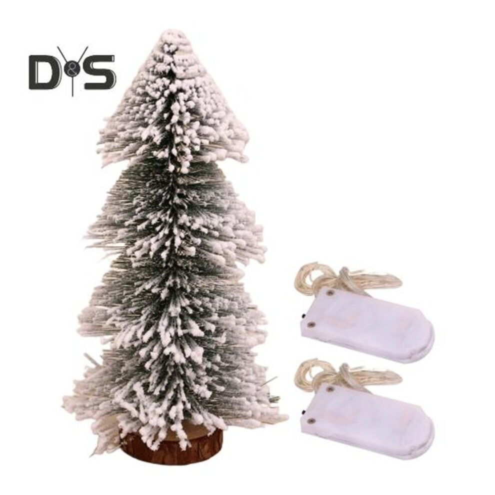 (as the picture, 20 cm) Artificial Christmas Tree Snow Flocked Pencil Pine Tree Figurine Led Light-up Cedar Ornaments Holiday Tabletop Decor For Home Party Decor