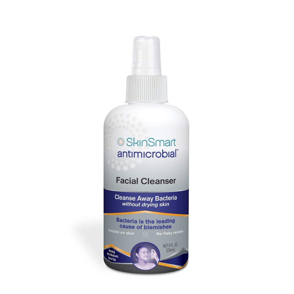 SkinSmart Facial Cleanser for Acne  Targets Bacteria for Active Teenage Athletes Post Workout and Adult Acne  8 oz Spray Bottle  Safe for Multiple Dai