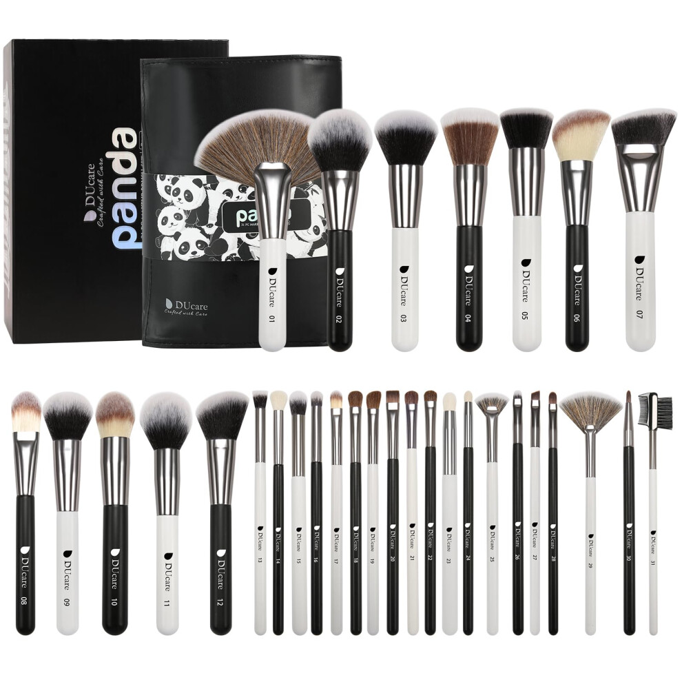 Ducare Professional Makeup Brushes Panda Series Makeup Brush Set Valentines Day Gifts 31Pcs Kabuki Foundation Blending Face Powder Blush Concealers Ey