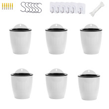 ORIMERC 6 Pack White Self Watering Wall Hanging Planter Pots Vertical Garden Window Mount Indoor Outdoor Plant Flower Basket Kitchen Herbs Balcony Rai