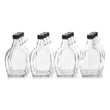 North Mountain Supply 12 Ounce Glass Maple Syrup flaskor med slinghandtag och svart plastskalare tydliga lock - Fall p 12
