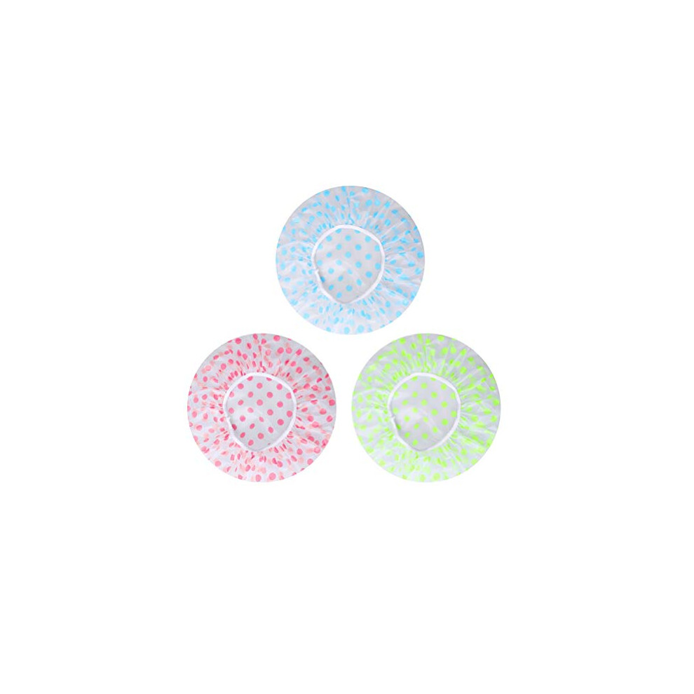 Pengxiaomei Shower Caps, 3 Pcs Waterproof Bath Caps Plastic Reusable Shower Caps Elastic Band Bath Hair Hat Stocking Stuffers For Women Ladies Spa Salon