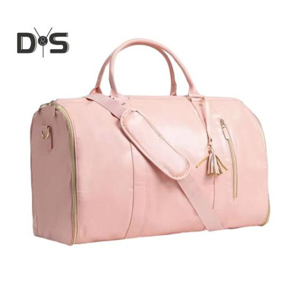 (pink) Carry-on Garment Bag Large Duffel Bag With Handle Zipper Closure Tassel Design Waterproof Business Suit Travel Bag With Shoe Pouch