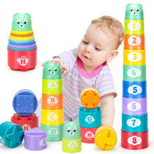 Ynanimery Stapelbekers Speelgoed voor peuters van 1-3 jaar Babyspeelgoed Stapelbekers en zachte blokken Speelgoed voor doorkomende tandjes voor baby's
