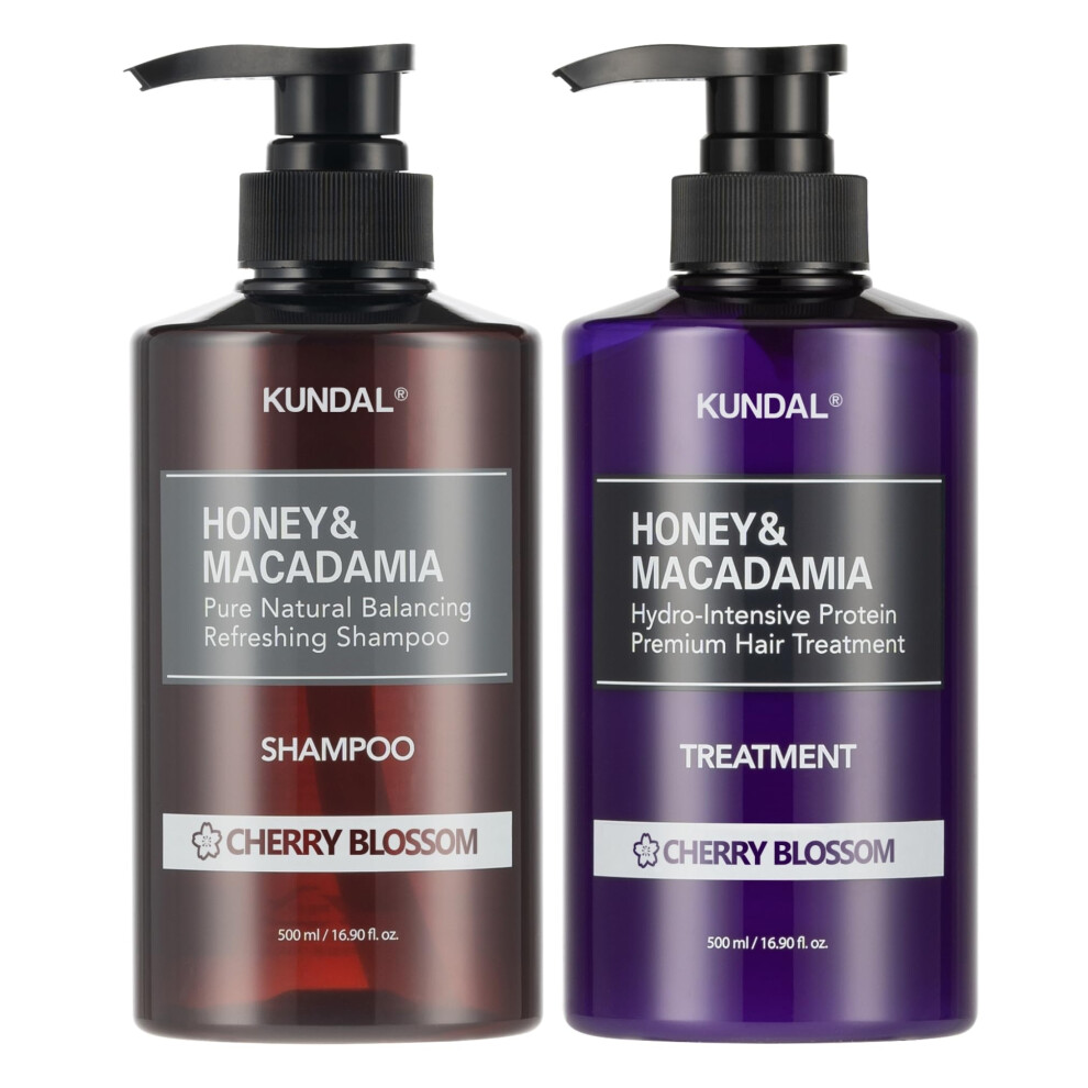 Kundal Natural Hair Shampoo And Conditioner Set [Cherry Blossom Scent]- Ultimate Damage Hair Repair Strengthen Nourish Dry With Honey Argan Oil Ma