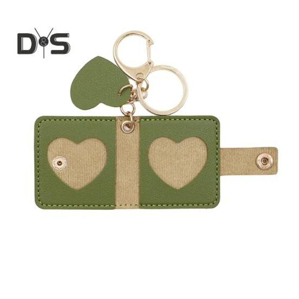 (Other) Family Photo Keychain Mini Album Faux Leather Personalized Picture Holder Retro Style Card Holder Key Ring