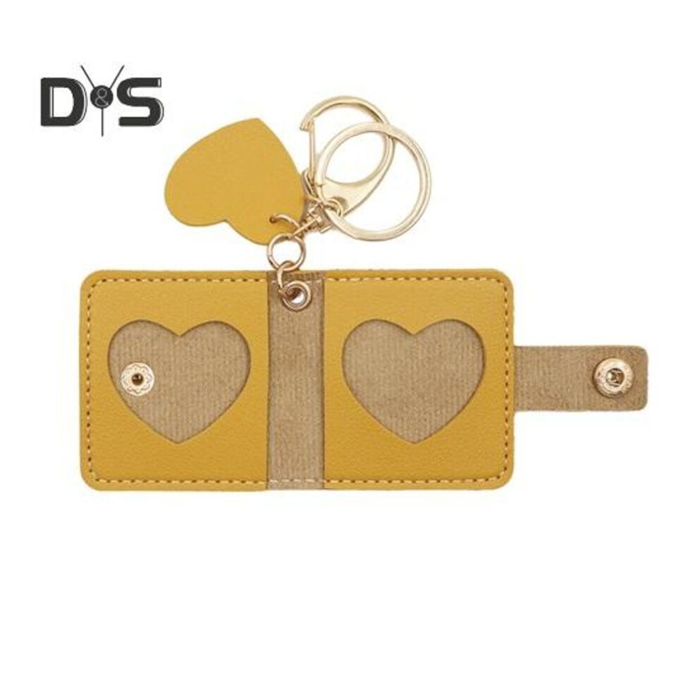 (Other) Family Photo Keychain Mini Album Faux Leather Personalized Picture Holder Retro Style Card Holder Key Ring