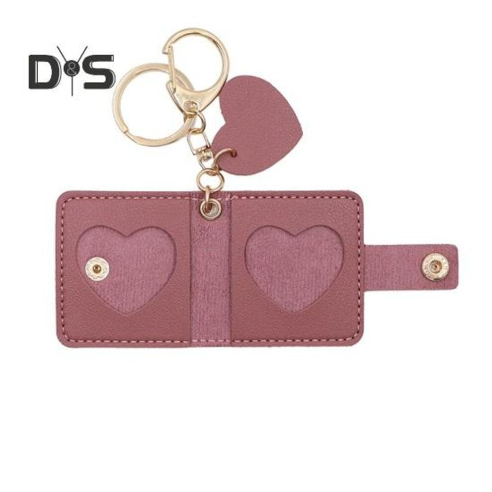 (Other) Family Photo Keychain Mini Album Faux Leather Personalized Picture Holder Retro Style Card Holder Key Ring