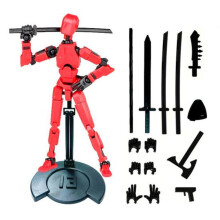 (red) Robot Action Figure with Stand Accessories Movable Joints 3D Printed Robot Model Toy Stress Relief Articulated Dummy Figurine Decoration
