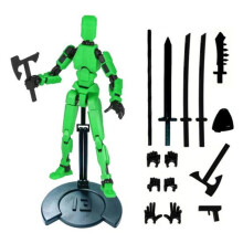 (green) Robot Action Figure with Stand Accessories Movable Joints 3D Printed Robot Model Toy Stress Relief Articulated Dummy Figurine Decoration