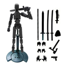 (black) Robot Action Figure with Stand Accessories Movable Joints 3D Printed Robot Model Toy Stress Relief Articulated Dummy Figurine Decoration