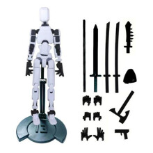 (white) Robot Action Figure with Stand Accessories Movable Joints 3D Printed Robot Model Toy Stress Relief Articulated Dummy Figurine Decoration