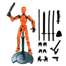 (orange) Robot Action Figure with Stand Accessories Movable Joints 3D Printed Robot Model Toy Stress Relief Articulated Dummy Figurine Decoration