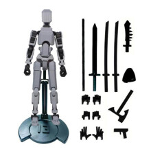 (grey) Robot Action Figure with Stand Accessories Movable Joints 3D Printed Robot Model Toy Stress Relief Articulated Dummy Figurine Decoration