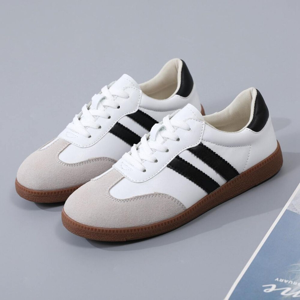 (white,black, 35) TUINANLE Men's and Women's Board Shoes Non Slip Wear Resistant Casual Sport Sneakers Flats Shoes Couples