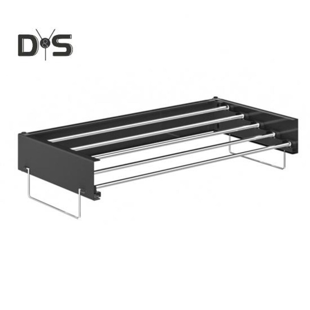 (black) Foldable Drying Rack Wall Mounted Stainless Steel 5 Rods Clothes Drying Rack with Towel Handles Easy to Install Drying Rack for Balcony Bedroom