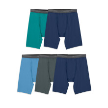 Fruit of the Loom Calzoncillos tipo bxer de pierna larga microelsticos para hombre, surtido mediano, paquete de 5