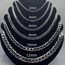 (60cm, N047-6mm) Men Silver Chain Necklace 925 Sterling