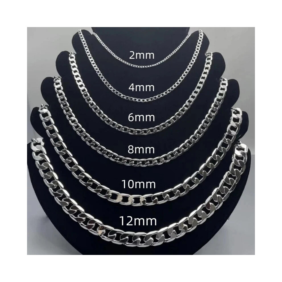 (45cm, N132-4mm) Men Silver Chain Necklace 925 Sterling