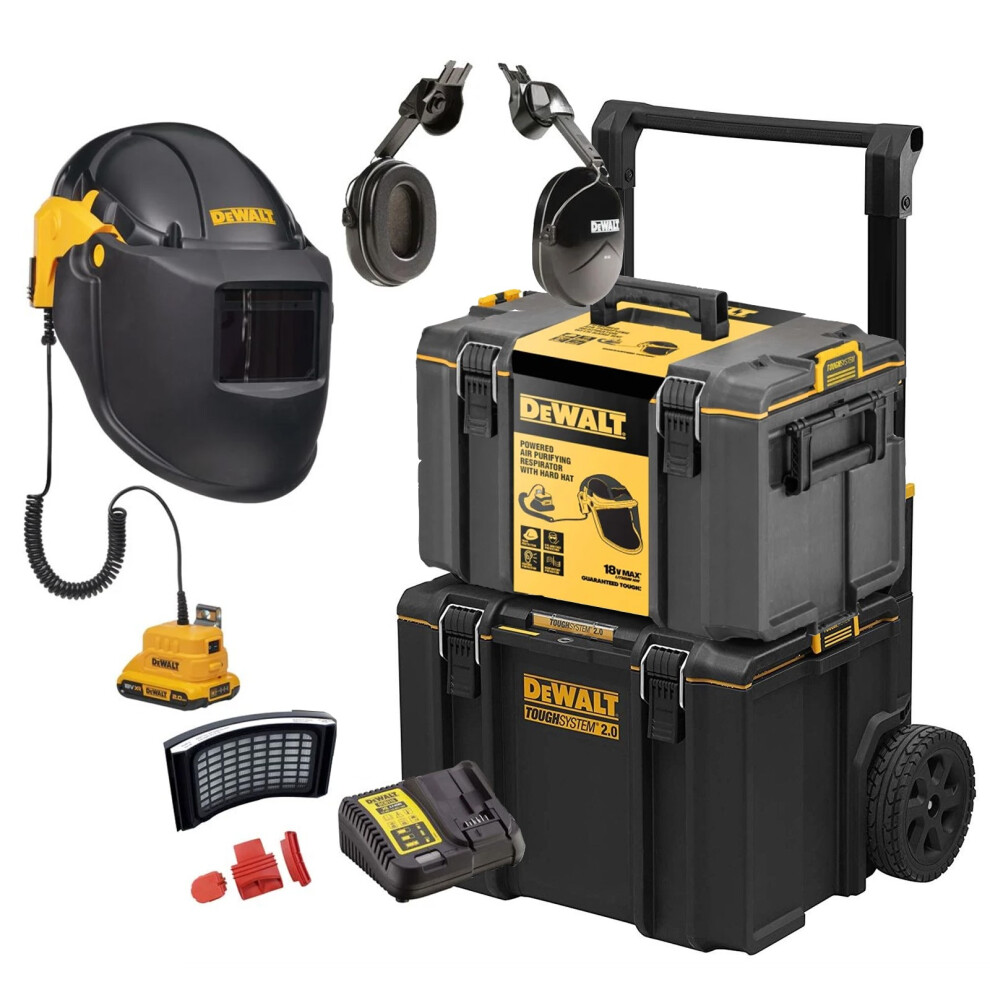 Dewalt Powered Air Purifying Respirator Bump Cap & Welding Lens + DS450 Rolling