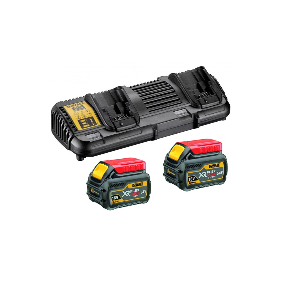 2 x Dewalt DCB546 18v / 54v XR Flexvolt 6.0ah Battery + DCB132 Dual Charger