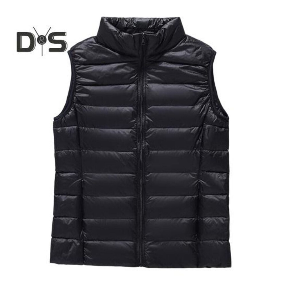 (black, M) Winter Women Vest Coat Thickened Padded Zipper Closure Stand Collar Sleeveless Solid Color Winproof Heat Retention Outdoor Down Waistcoat