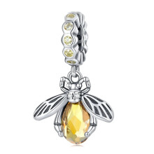 (SCC2399) Sterling Silver Animal Cat Charm Pendant Heart Family Ladybug Bee Beads Fit Original Bracelet DIY Jewelry For Women