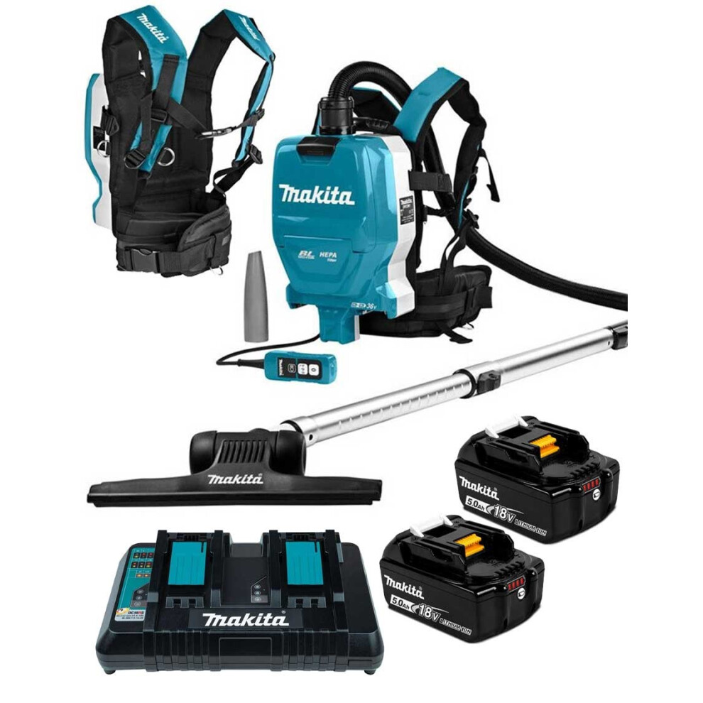 Makita DVC261ZX11 Twin 18v / 36v Brushless Backpack Vacuum Cleaner LXT 2 x 5.0Ah