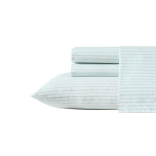 Tommy Bahama - King Laken Set, Katoen Percale Bed Set, Super Zacht, Oeko-Tex Gecertificeerd (Cool Beach Stripe Turquoise, King)