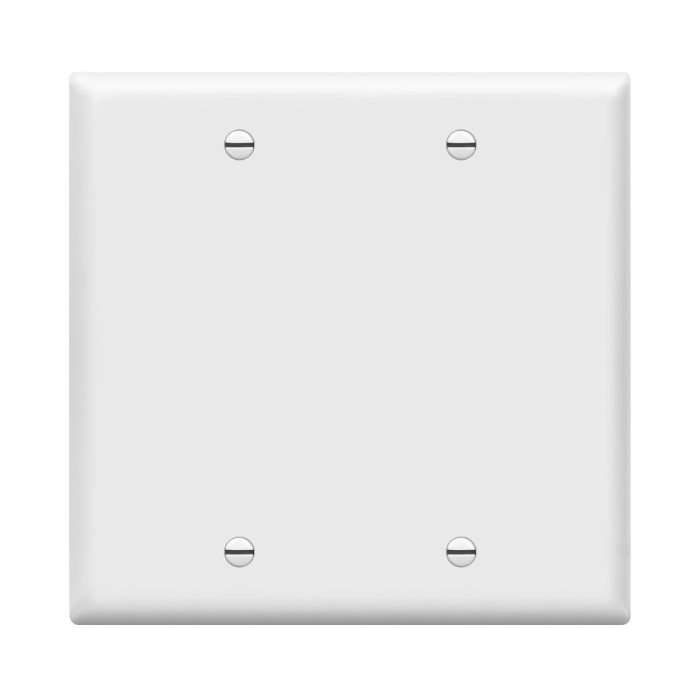 Enerlites Double Blank Device Wall Plate Gloss Finish Standard Size 2-Gang 4.50"""" X 4.57"""" Polycarbonate Thermoplastic 8802-W White 883951210052