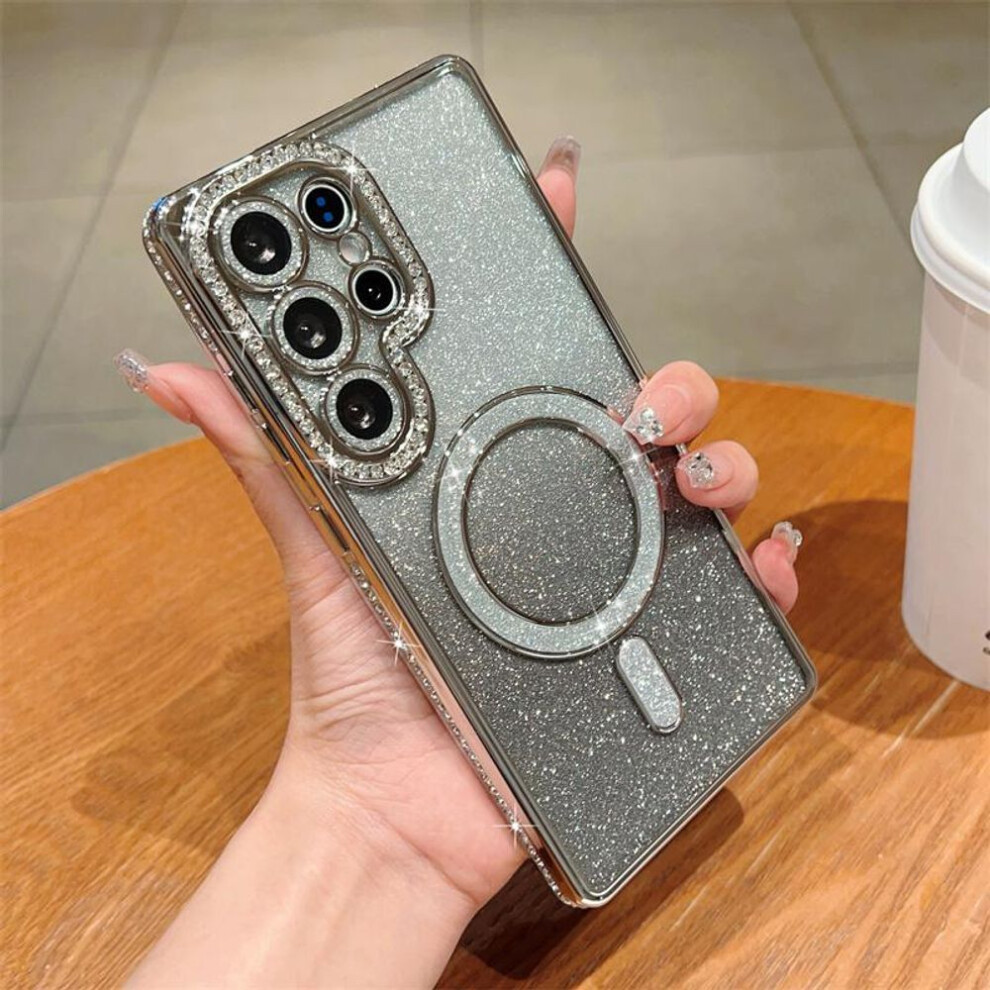 (silver, iPhone 16Pro) Fashion Magnetic Bling Diamond Cover For Samsung Galaxy S25 Ultra S24 Se A56 A36 A26 A16 A55 A35 A25 A15 A54 Case Iphone 16 15 Plus 14 13 Pro Max Case
